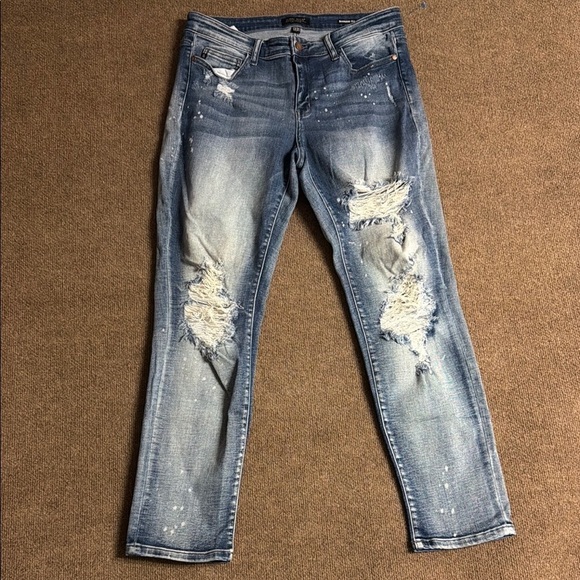 Judy Blue Denim - Judy Blue Boyfriend Fit Distressed Jeans 13/31 Blue Denim Womens